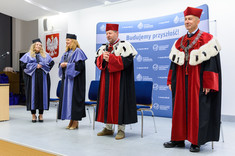 Od lewej: dr Justyna Stecko, dr hab. Beata Zatwarnicka-Madura, prof. PRz, prof. dr hab. inż. Piotr Koszelnik i prof. dr hab. Grzegorz Ostasz 