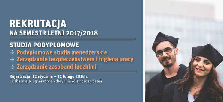 Rekrutacja na studia podyplomowe na semestr letni 2017/2018