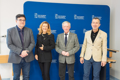 Od lewej: dr Adam Laska; dr hab. Beata Zatwarnicka-Madura, prof. PRz; generał Józef Gdański; prof. dr hab. Grzegorz Ostasz