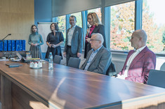 Od lewej: mgr Lidia Korzeniowska; mgr Barbara Pasaman; prof. dr hab. Grzegorz Ostasz; dr hab. Beata Zatwarnicka-Madura, prof. PRz; Marek Darecki; prof. dr hab. inż. Jarosław Sęp 